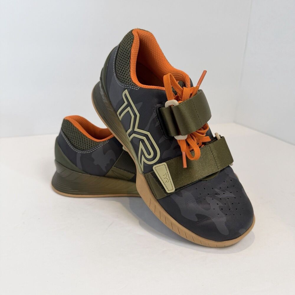 TYR L-1 Lifter Shoes Mens Size 5.5 Women 7 Gray Green Camo Weightlifting Gym